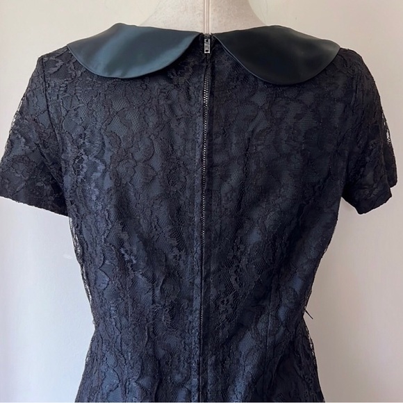 Vintage 1960’s.Black Lace Wiggle Dress. PeterPan Silk collar,front buttons.US8. - Picture 5 of 8